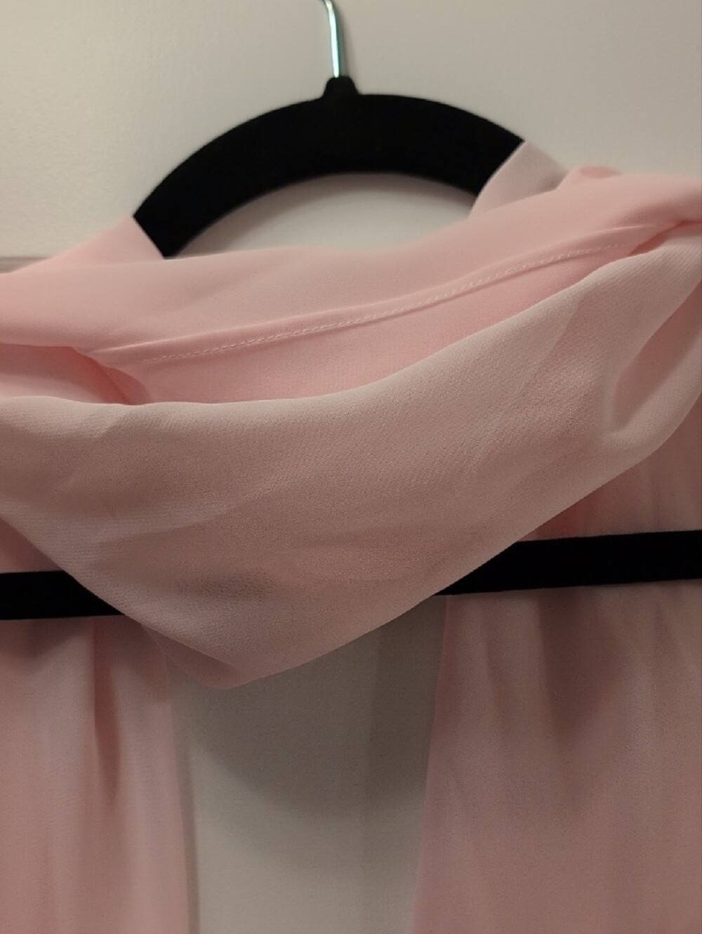 Mariposa Light Pink Strapless Floral Chiffon Evening Gown with Scarf - Picture 4 of 10